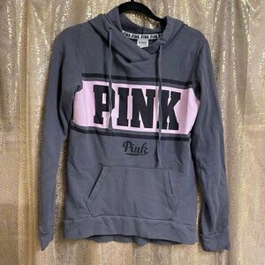 PINK Victorias Secret gray/pastel pink pullover hooded sweater, XS